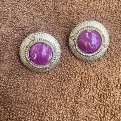 Vintage Purple Round Stud Earrings