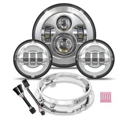 7 inch LED Headlight Fog Passing Lights DOT Kit Ring Motorcycle for Touring Road King Ultra Classic Electra Street Glide Tri Cvo Heritage Softail Slim