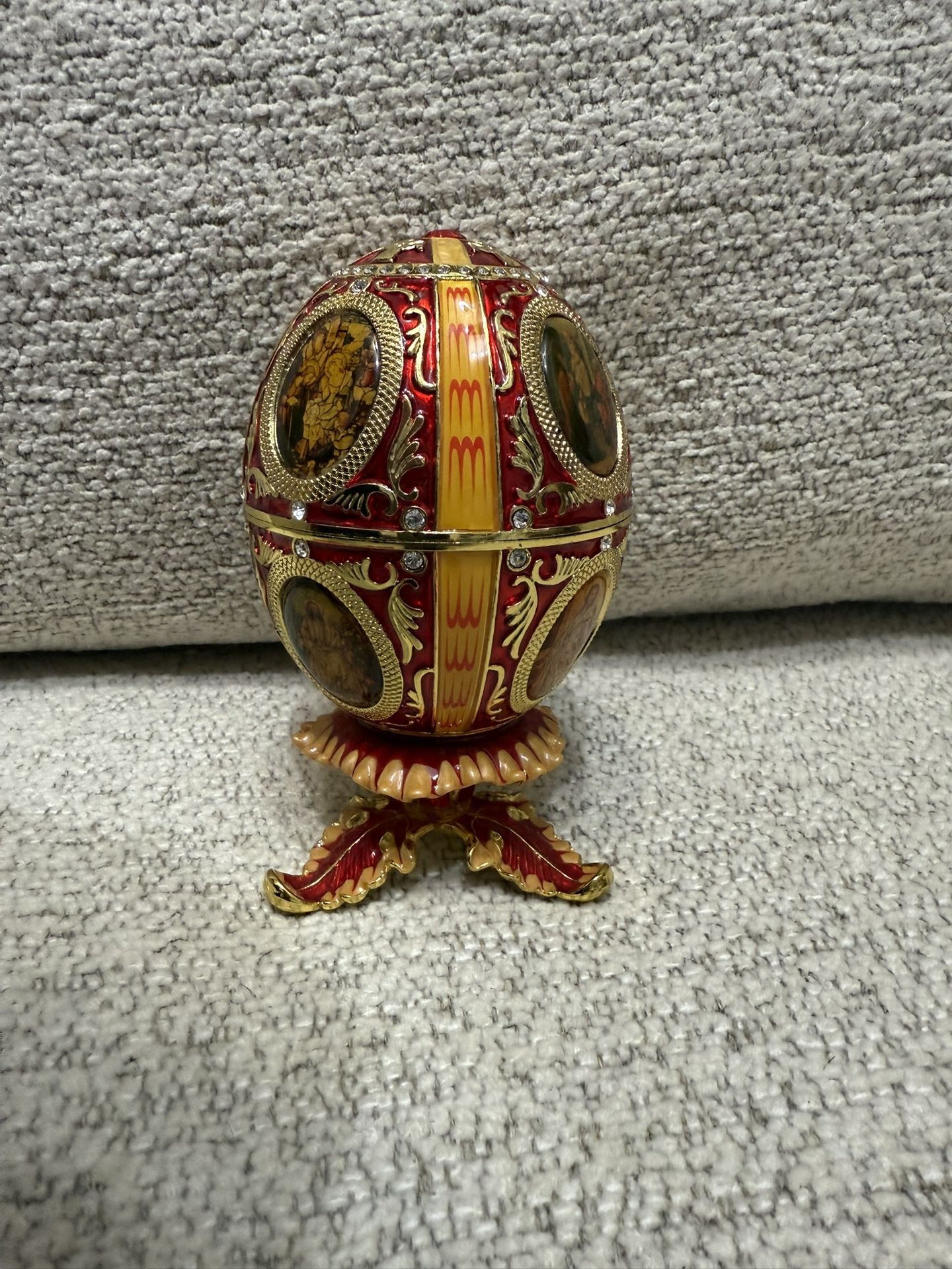 Vintage Egg with Holy Visitar › Family Catholic Red Gold...