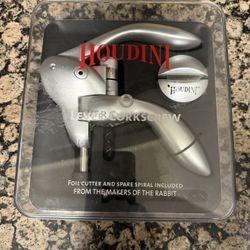 HOUDINI LEVER CORKSCREW SILVER MINT IN ORIGINAL BOX BY METROCANE FOIL CUTTER BS3 WINE OPENER