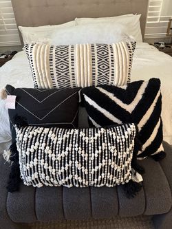 Black and White Decorative Throw Pillows Set of 4