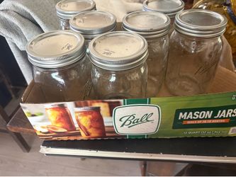Set of 7 12 quart mason jars never used