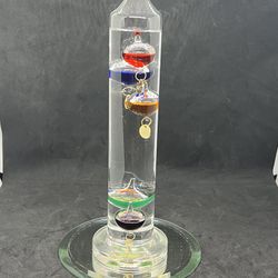 Galileo Thermometer Glass Multicolor Floating Balls Office Table Home Decor 11”