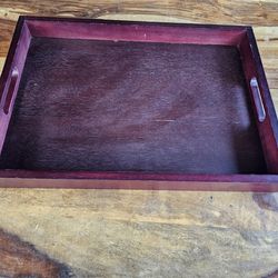Large Cherry Wood Rectangle 21"x15" Serving Food Butler Breakfast Tray W/Handles

