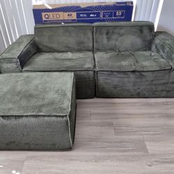 Large Comfortable Sofa + Oversized Ottoman