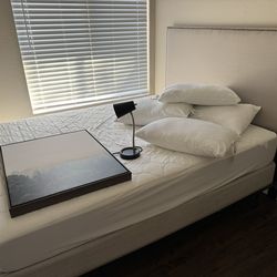 Queen Bed Frame (and Mattress If Needed)