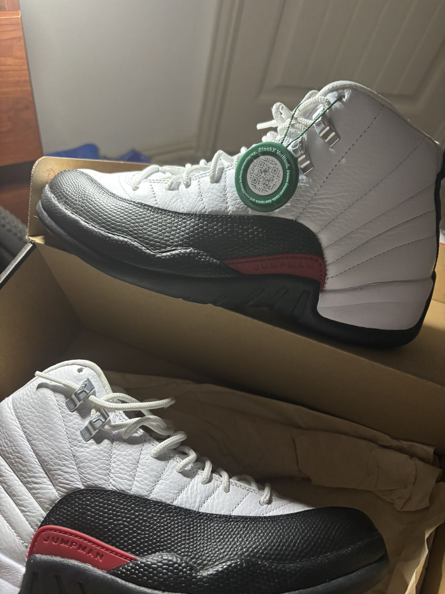 Jordan 12s Taxi Red White And Black Size 8