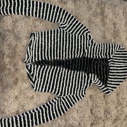 Striped Fuzzy Zip-Up Hoodie
