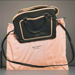 Kate Spade New York Black Pink Satchel Top Handle Bag Detachable Strap Dust Bag