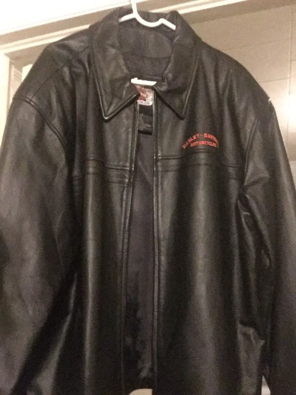 Mens Harley Davidson Black Leather Motorcycle Jacket-RN-103819-CA-03402-XXL