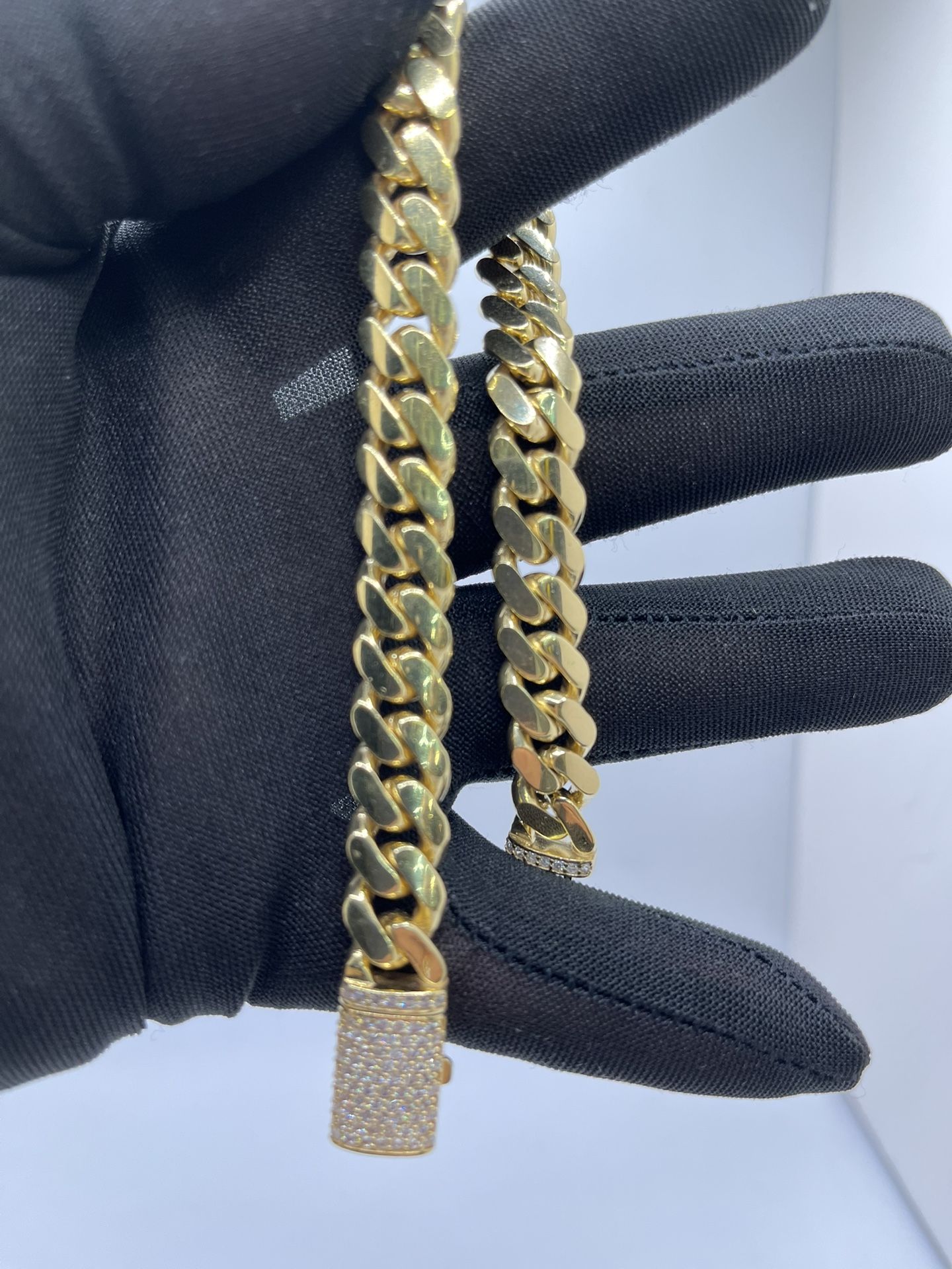 Brand New 10k Solid Gold Cuban Bracelet With CZ Stones On Lock