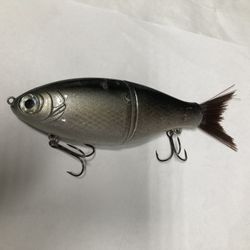 Slow Sinking Brushtail Style Glider Swim bait Fishing Lure Used With Some Chips From Fish.