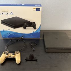 PlayStation 4 Slim 1TB, Gold Controller + Back Button Attachment