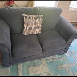 Used Couch for living room one love seat sofa navy blue color