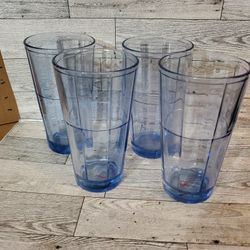 4x Vintage Libbey Misty Blue Optic 💙 Glasses 