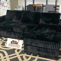 Brand New Black Corduroy Sectional Sofa Couch (3 Color Options)