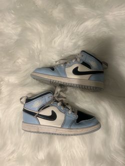 Nike Kids Light Blue, Black & White Nike air Jordan mid sneakers size 12