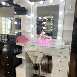 Vanity Set Hollywood Mirror LED Lights Makeup Table✨New
