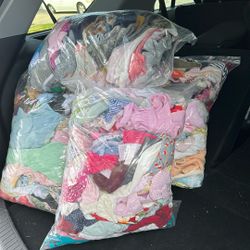 Five bags of baby clothes, 0 to 12 months used for Dolls and shoes and jacket