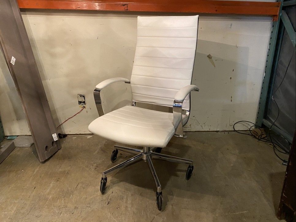 Sleek White Easy Rolling Office Chair