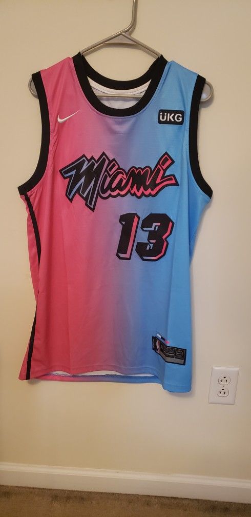 Authentic Nike Bam Adebeyo Pink And Blue Jersey