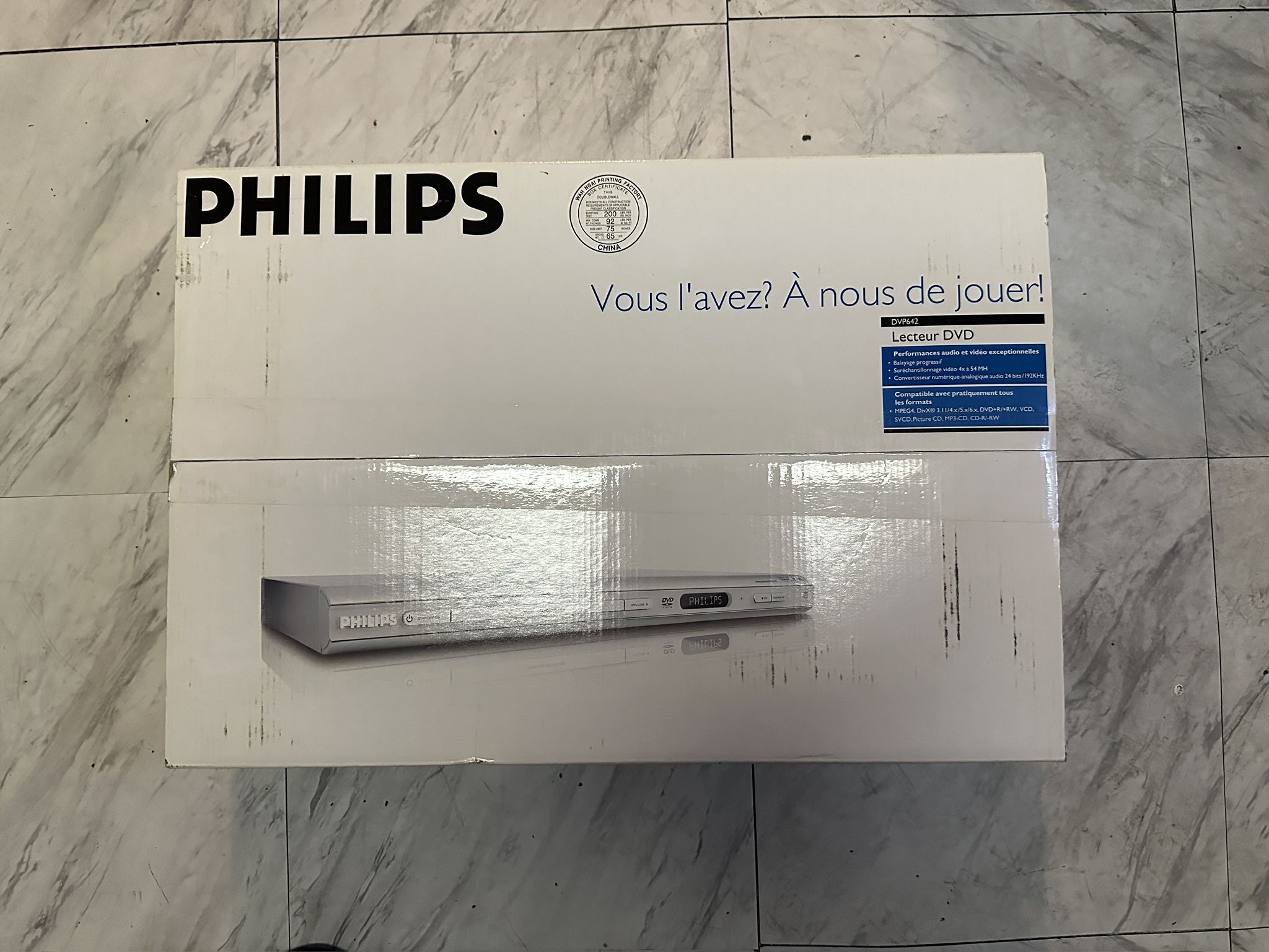 Philips DVP642 DivX-Certified Progressive-Scan DVD Player New Never Opened