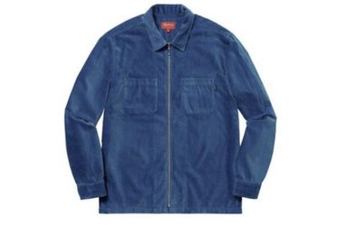 Supreme velvet zip up blue medium