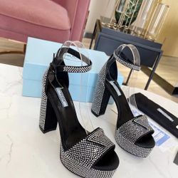 Prada Women's Black Thick Heels Size: 7.5