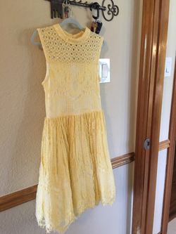 Girls Easter Yellow Dress - Size 14 - Yellow Lace