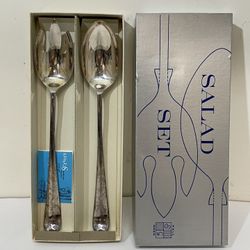 Vintage Silver Guild SG England Serving Spoon & Fork Salad Set ~ #3915 ~ w/ Box