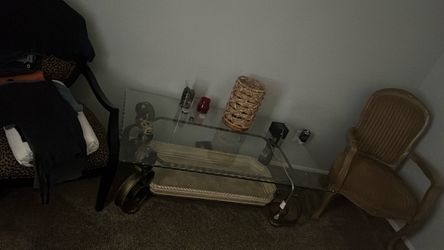 Glass Top TV Stand with Lower Shelf