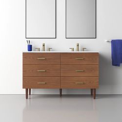 Dondi 54in Double Bathroom Vanity with Quartz Top