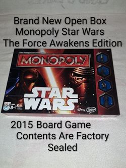 Brand New Open Box Monopoly Star Wars The Force Awakens Edition Board Game (Contents Are Factory Sealed)