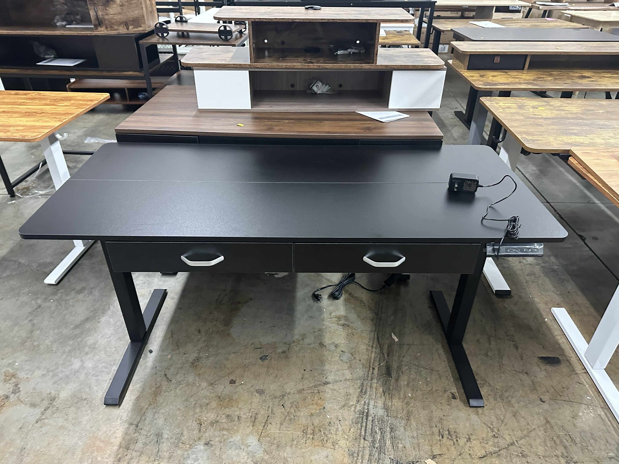 FEZIBO Adjustable Height Electric Standing Desk with Double Drawer, 55 x 24