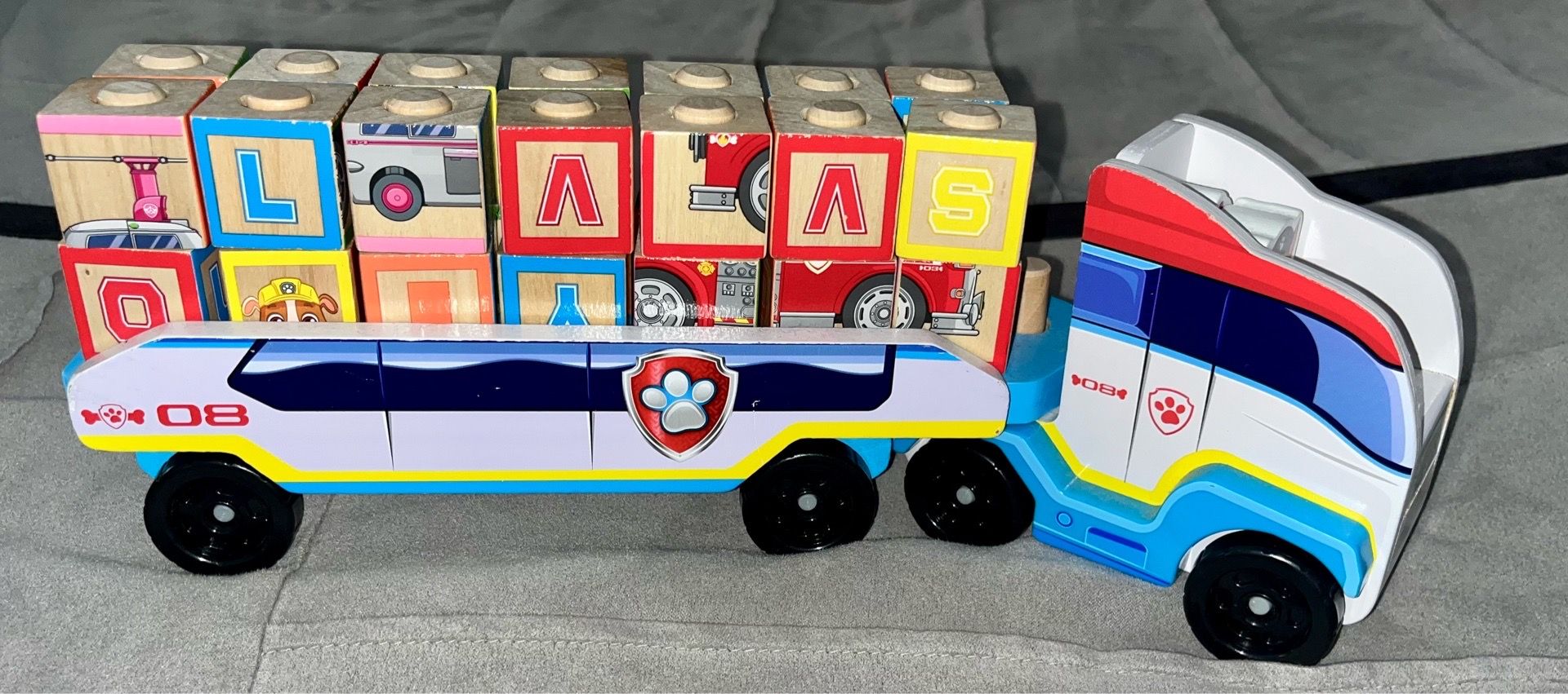 Melissa & Doug PAW Patrol Wooden ABC 33-Piece Block Truck - EXCELLENT CONDITION