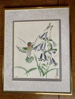 Charlotte Fung Miller Chinese Brush Painting Hummingbird In Flight