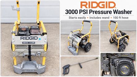 RIDGID 3000 PSI Pressure Washer + 100FT Hose - Tested Working
