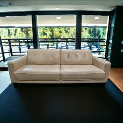 Free Delivery! REAL LEATHER Professionally Cleaned White Sofa Couch Loveseat