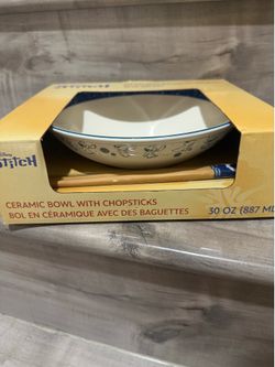 Stitch ceramic bowl with chopstick