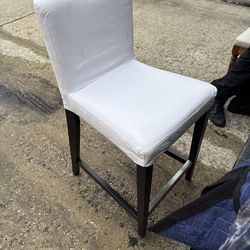 2 IKEA BERGMUND Counter-Height Bar Stools w/ Back — White (Set)