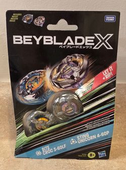 *Brand New* Beyblade X Dual Pack Set Bite Croc 3-60LF & Sting Unicorn 4-60P