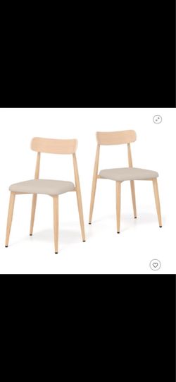 Costway Modern Dining Chairs Set of 2 Linen Fabric Mid-Century Model