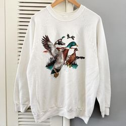 Vintage 80’s Nature Goose Pond Crewneck Raglan Sweater DISTRESSED  