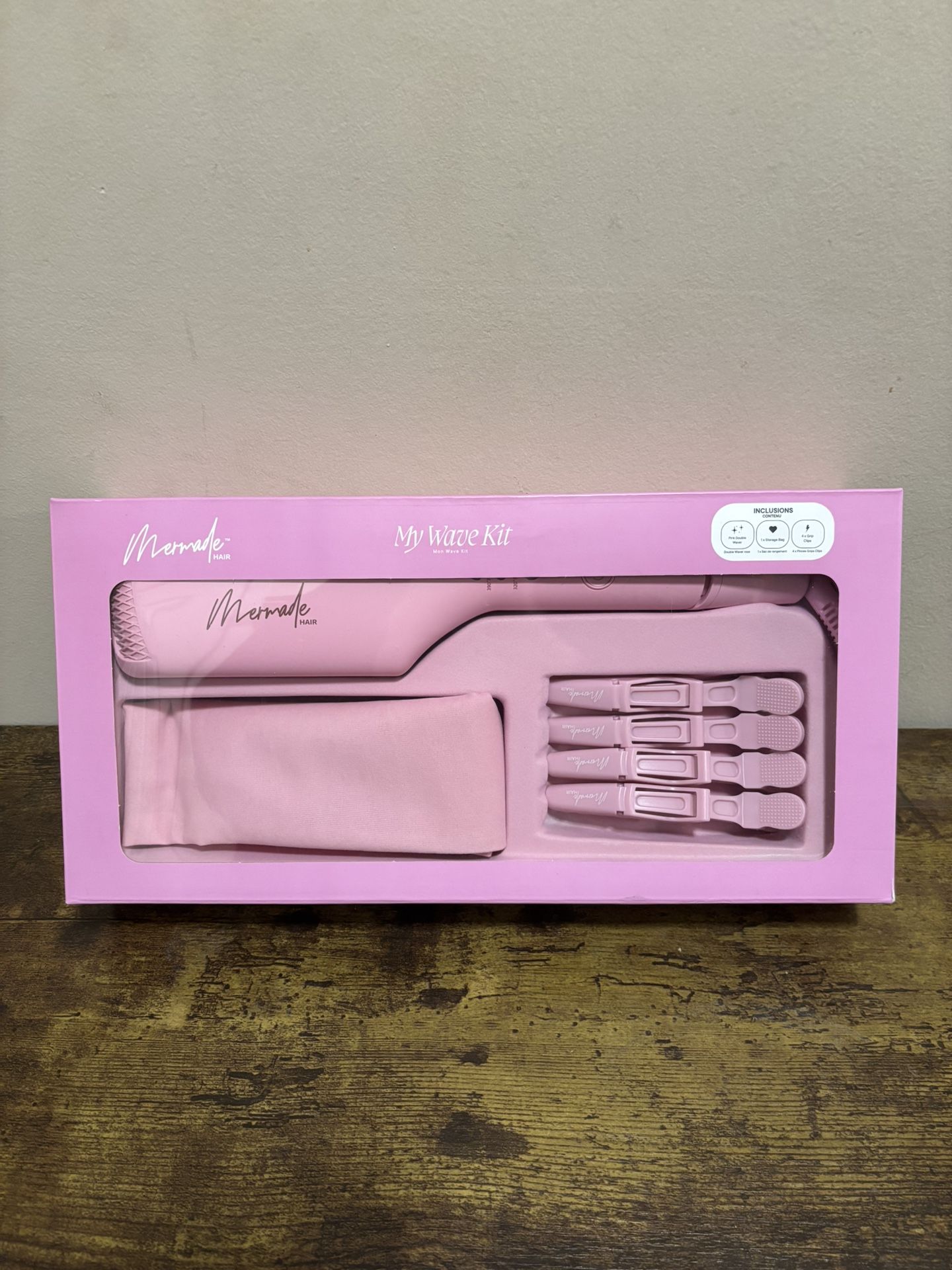 Mermade Hair My Wave Kit, Hair Waver, Sectioning Clips, And Travel Bag