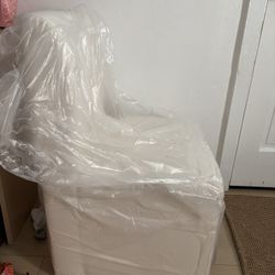 Brand New Cream Upholstered Chair with Storage & Wheels