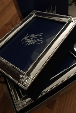 Jewelry Boxes Blue Velvet with Silver Tone Frame and Mirror