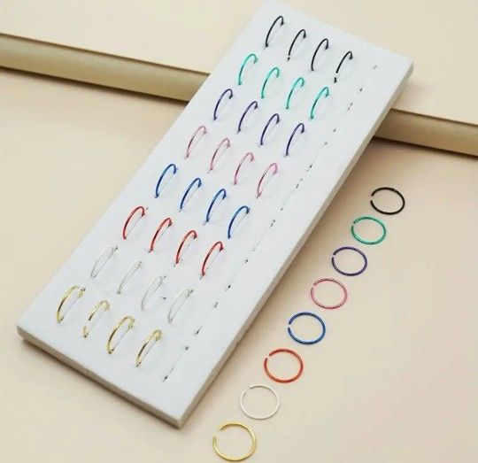 40 pcs. Multicolor Stainless Steel Hoop Nose Rings