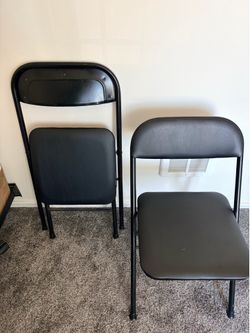 Set of 2 Black Padded Folding Chairs
