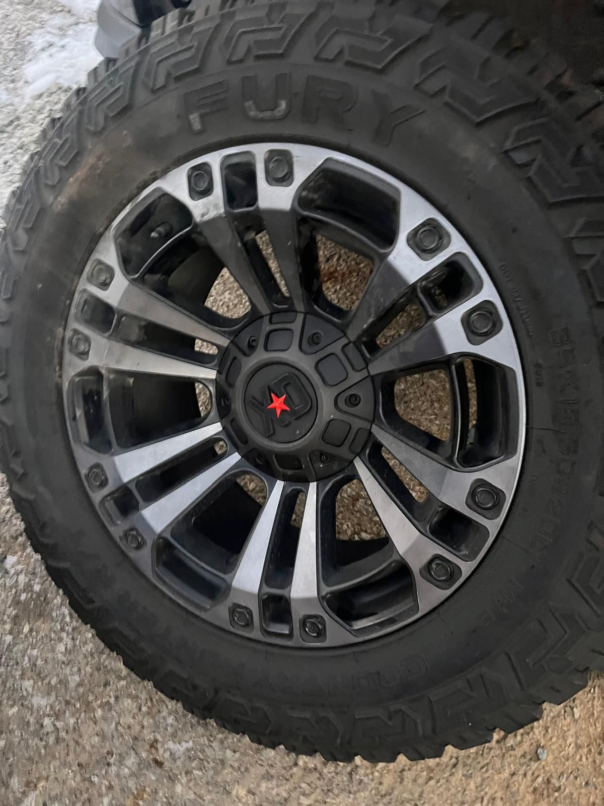 Gloss Milled 20” Inch WHEELS AND TIRES SET (ALL 4) 35x12.50R20L XD851 MONSTER 3