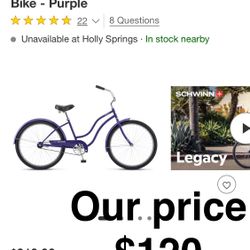 Schwinn Legacy Women's 26" Cruiser Bike - Purple